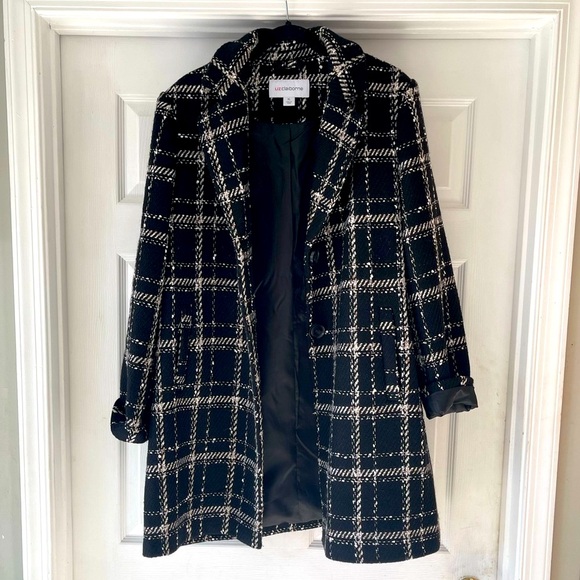 SALE!!!!! NEW elegant Liz Claiborne tweed plaid coat XL fits large - Picture 1 of 13